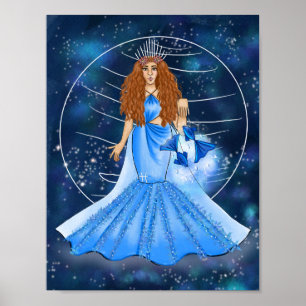 Pisces Goddess mit Planet Neptun Poster