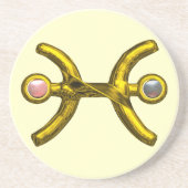 PISCES GOLD ZODIAC BIRTHDAY JEWEL Pearl Ivory Getränkeuntersetzer (Vorne)
