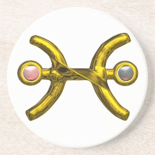 PISCES GOLD ZODIAC BIRTHDAY JEWEL White Pink Pearl Getränkeuntersetzer