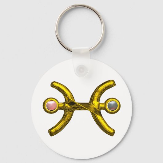PISCES Gold Zodiac Birthday Sign,White Pink Pearls Schlüsselanhänger (Vorderseite)