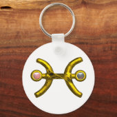 PISCES Gold Zodiac Birthday Sign,White Pink Pearls Schlüsselanhänger (Vorderseite)