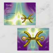 PISCES GOLD ZODIAC SIGN Astrologie, Lila grün Visitenkarte (Vorne/Hinten)