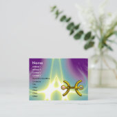 PISCES GOLD ZODIAC SIGN Astrologie, Lila grün Visitenkarte (Stehend Vorderseite)
