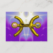 PISCES GOLD ZODIAC SIGN Astrologie Lila Violett Visitenkarte (Rückseite)