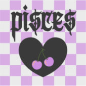 Pisces Gothic Aesthetic Checkered Cherry Art Aufkleber (Vorderseite)