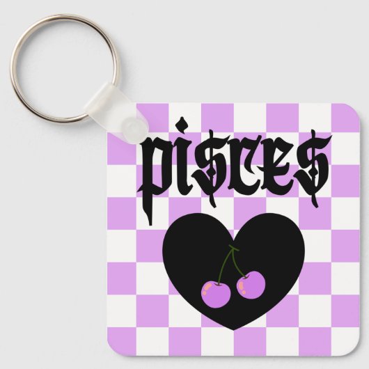 Pisces Gothic Ästhetik Scheckkreuz Design Schlüsselanhänger (Vorderseite)
