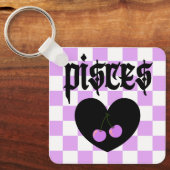 Pisces Gothic Ästhetik Scheckkreuz Design Schlüsselanhänger (Vorderseite)