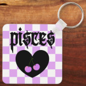 Pisces Gothic Ästhetik Scheckkreuz Design Schlüsselanhänger (Rückseite)