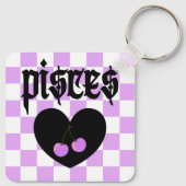 Pisces Gothic Ästhetik Scheckkreuz Design Schlüsselanhänger (Rückseite)