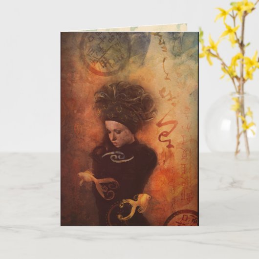 Pisces Greeting Karte (Gelbe Blume)