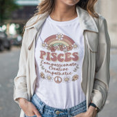 Pisces Groovy Retro Floral Rainbow T-Shirt