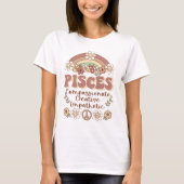 Pisces Groovy Retro Floral Rainbow T-Shirt (Vorderseite)