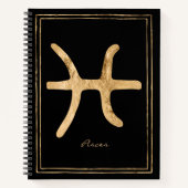 Pisces Hammergoldstylisierte Astrologie-Symbol nic Notizblock (Vorderseite)