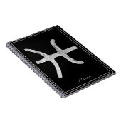 Pisces Hammersilber stilisierte Astrologie-Symbol Notizblock (Rechte Seite)
