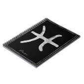 Pisces Hammersilber stilisierte Astrologie-Symbol Notizblock (Linke Seite)