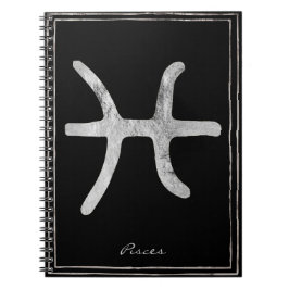 Pisces Hammersilber stilisierte Astrologie-Symbol Notizblock