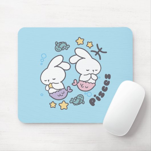 Pisces Harmony: Bunny Mermaid Duo Mousepad (Mit Mouse)