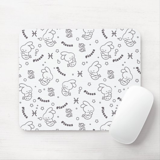 Pisces Harmony: Bunny Mermaids Muster Art Mousepad (Mit Mouse)