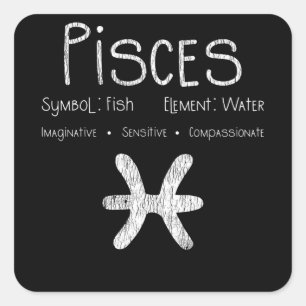Pisces Horoscope Astrologie Star Sign Geburtstagsg Quadratischer Aufkleber