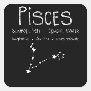Pisces Horoscope Astrologie Star Sign Geburtstagsg Quadratischer Aufkleber