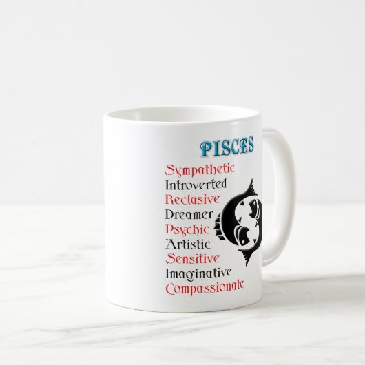 Pisces Horoscope Kaffeetasse (VorderseiteRechts)