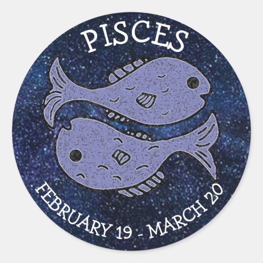 Pisces Horoscope Zodiac Astrologisches Zeichen Runder Aufkleber (Vorderseite)