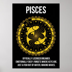 Pisces - Horoskop, Funny Zodiac-Zeichen-Spaß Poster