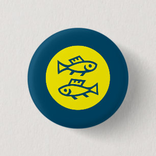 Pisces Horoskop Gelb Blau Modern Minimalistisch Button