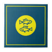 Pisces Horoskop Gelb Blau Modern Minimalistisch Fliese (Vorderseite)