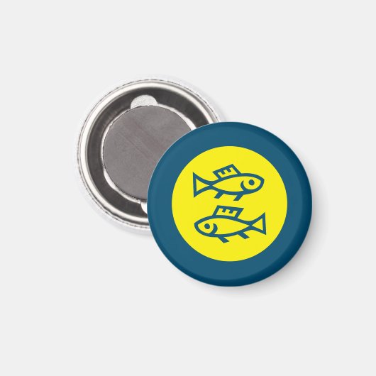 Pisces Horoskop Gelb Blau Modern Minimalistisch Magnet (Vorderseite/Rückseite)