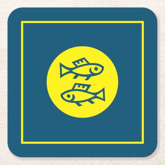 Pisces Horoskop Gelb Blau Modern Minimalistisch Rechteckiger Pappuntersetzer (Vorderseite)