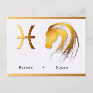 Pisces Horse Chinese Western Astrologie Geburtstag Postkarte