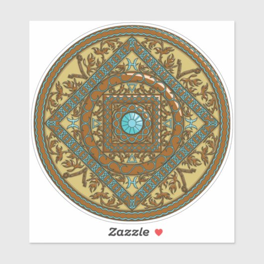 Pisces Mandala Contour Sticker (Blatt)