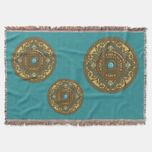 Pisces Mandala Throw Blanket Decke (Vorderseite)