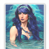 Pisces Mermaid Queen Original Fantasy Art Aufkleber (Vorderseite)