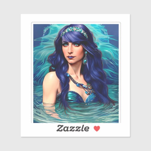 Pisces Mermaid Queen Original Fantasy Art Aufkleber (Blatt)