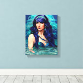 Pisces Mermaid Queen Original Fantasy Art Leinwanddruck (Insitu (Holzboden))