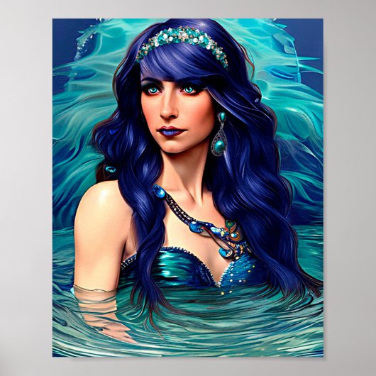 Pisces Mermaid Queen Original Fantasy Art Poster (Vorne)