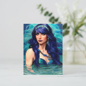 Pisces Mermaid Queen Original Fantasy Art Postkarte (Stehend Vorderseite)