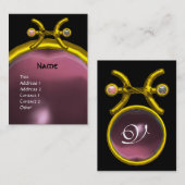 PISCES MONOGRAM Pearl Amethyst gelb rosa lila Visitenkarte (Vorne/Hinten)