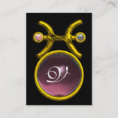 PISCES MONOGRAM Pearl Amethyst gelb rosa lila Visitenkarte (Rückseite)