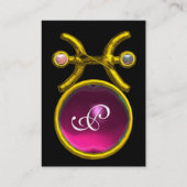 PISCES MONOGRAM Pearl Amethyst gelb rosa lila Visitenkarte (Rückseite)