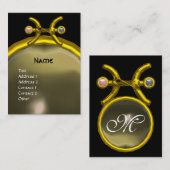 PISCES MONOGRAM Perlgelb, schwarz, grau, pink Visitenkarte (Vorne/Hinten)
