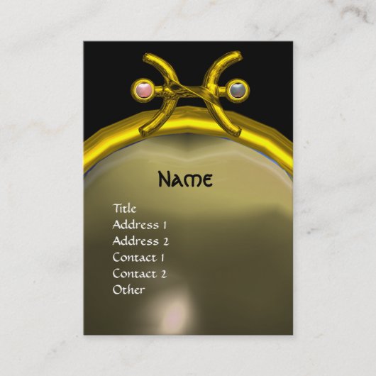 PISCES MONOGRAM Perlgelb, schwarz, grau, pink Visitenkarte (Vorderseite)