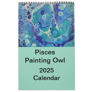 Pisces Painting Owl 2025 Kalender