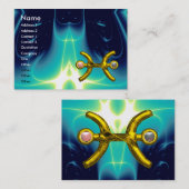 PISCES, perlfarben, leuchtend blauer Turquase pink Visitenkarte (Vorne/Hinten)