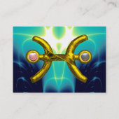 PISCES, perlfarben, leuchtend blauer Turquase pink Visitenkarte (Rückseite)