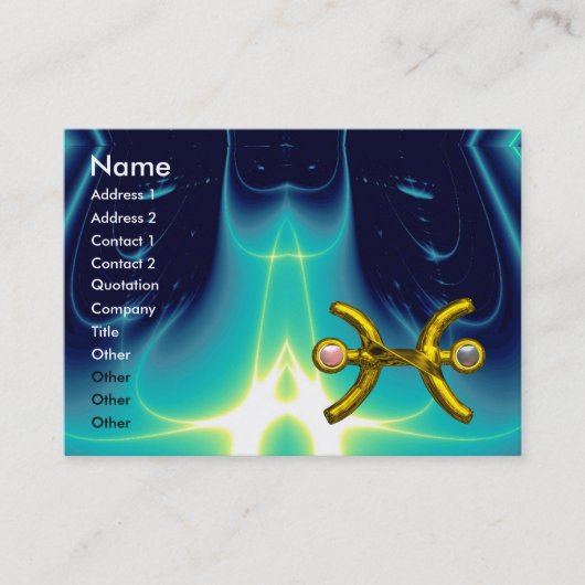 PISCES, perlfarben, leuchtend blauer Turquase pink Visitenkarte (Vorderseite)