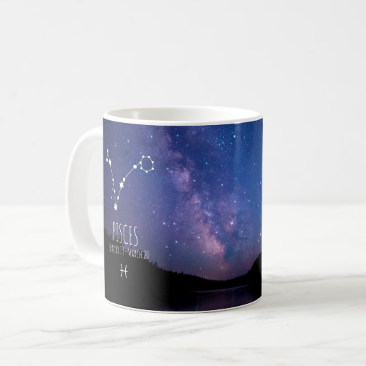Pisces | Personalisierte Sternbilder Kaffeetasse (Vorderseite Links)