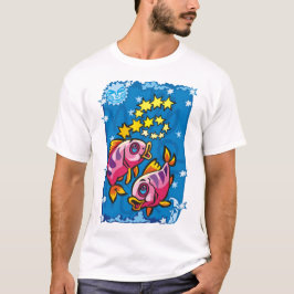 Pisces Pink Fish in the Stars T-Shirt